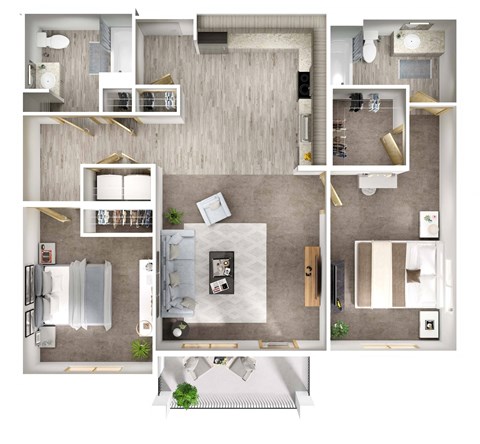 Floor plan for 2 beds, 2 baths, 1190 sqft